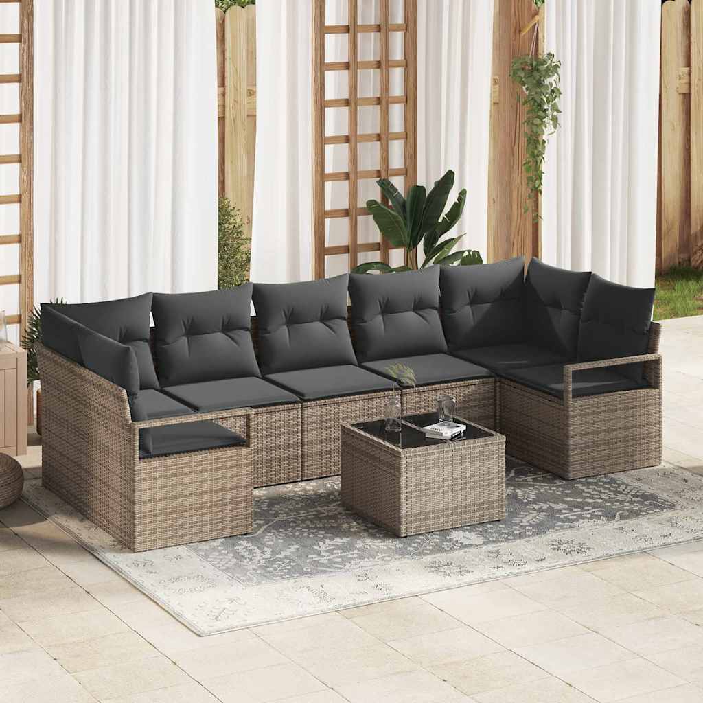 Bankstel 8 pcs Grijs poly rattan is nu te koop bij PeponiXL, paradijselijk wonen!