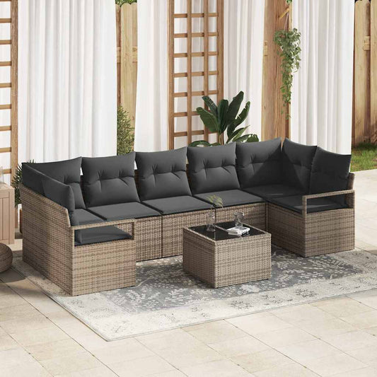 Bankstel 8 pcs Grijs poly rattan is nu te koop bij PeponiXL, paradijselijk wonen!
