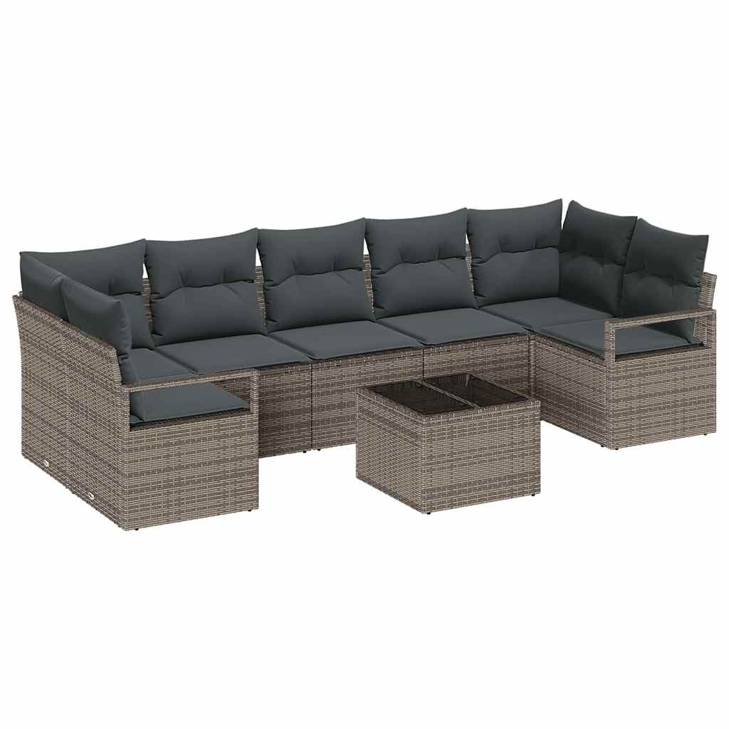 Bankstel 8 pcs Grijs poly rattan is nu te koop bij PeponiXL, paradijselijk wonen!