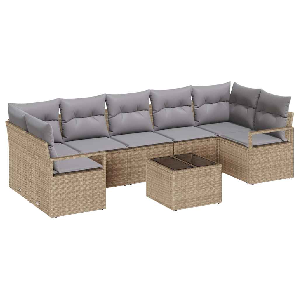 Bankstel 8 pcs Beige en Grijs poly rattan is nu te koop bij PeponiXL, paradijselijk wonen!