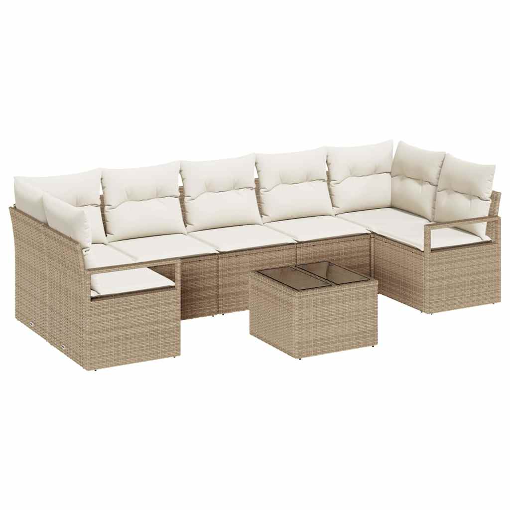 Bankstel 8 pcs Beige en Crème poly rattan is nu te koop bij PeponiXL, paradijselijk wonen!