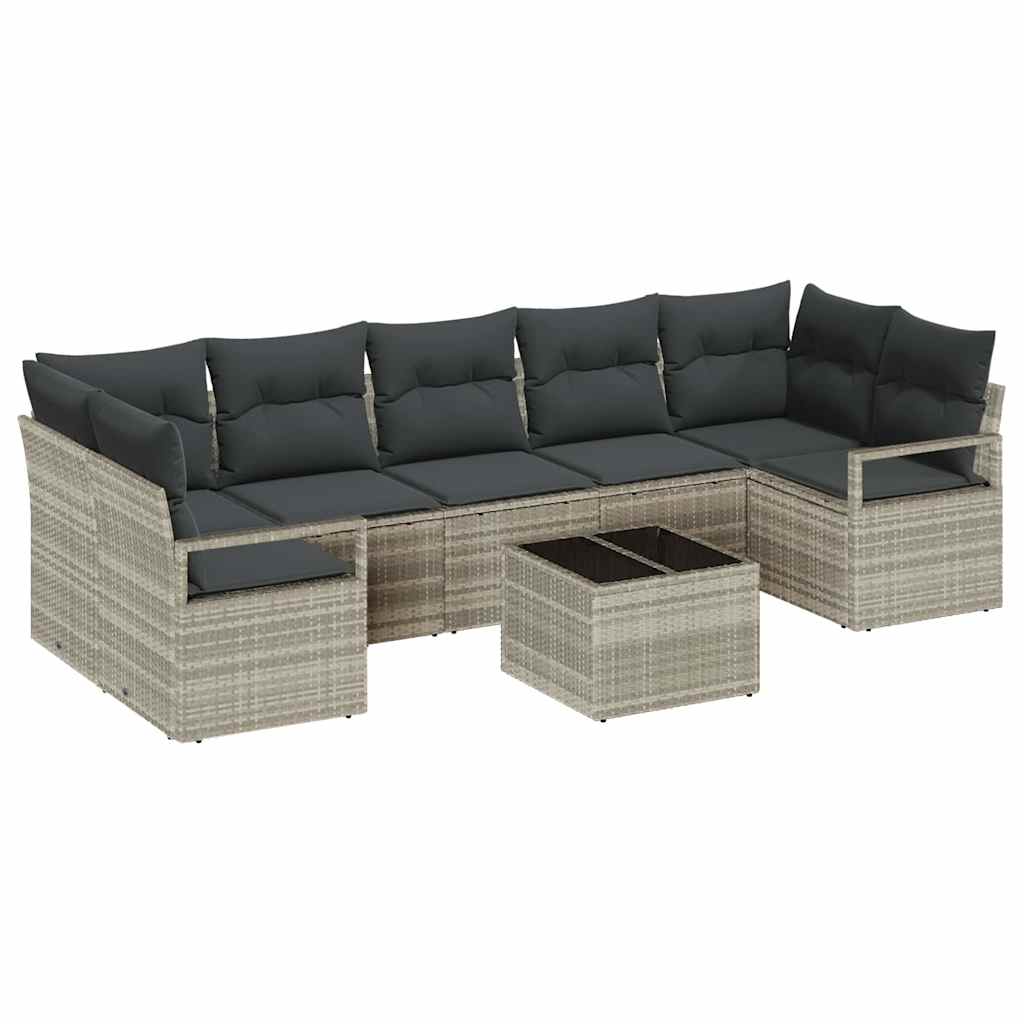 Bankstel 8 pcs Licht Grijs en Donker Grijs poly rattan is nu te koop bij PeponiXL, paradijselijk wonen!