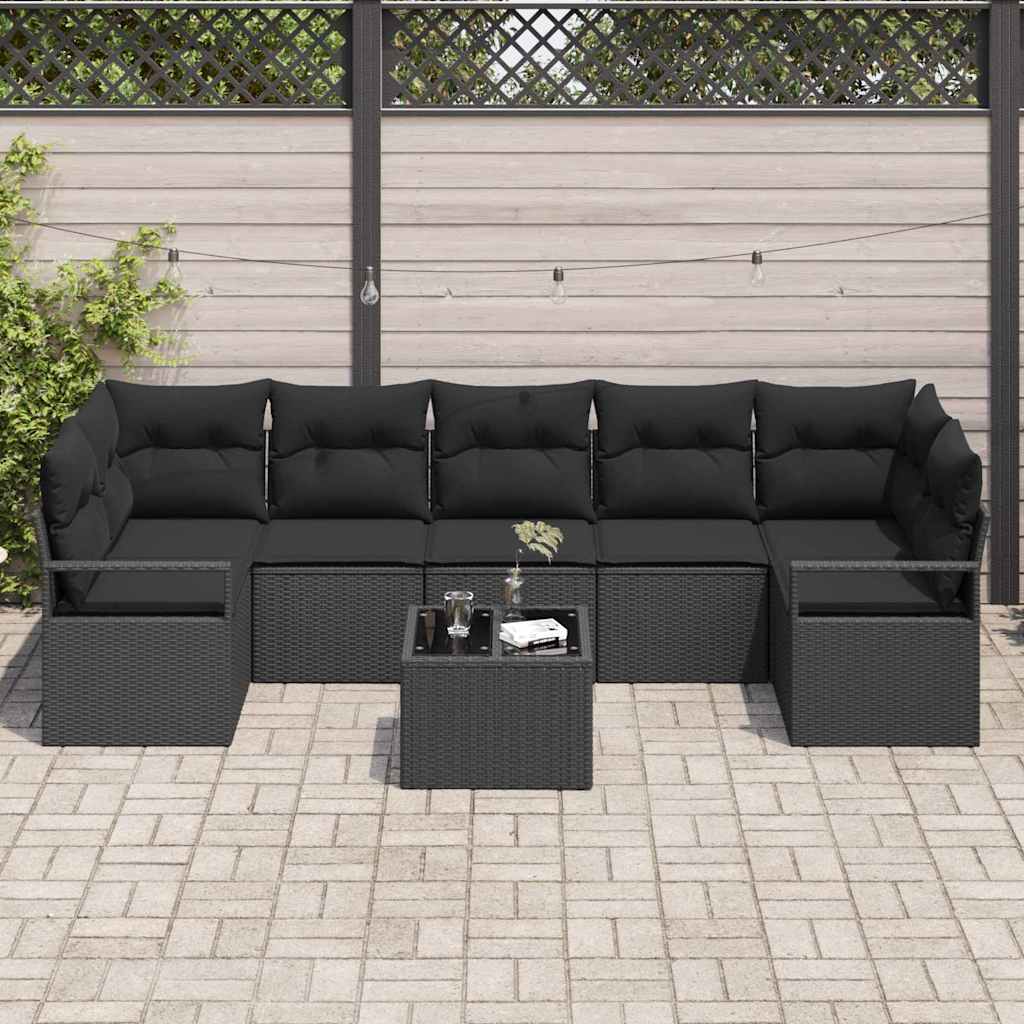 Bankstel 8 pcs Zwart poly rattan is nu te koop bij PeponiXL, paradijselijk wonen!