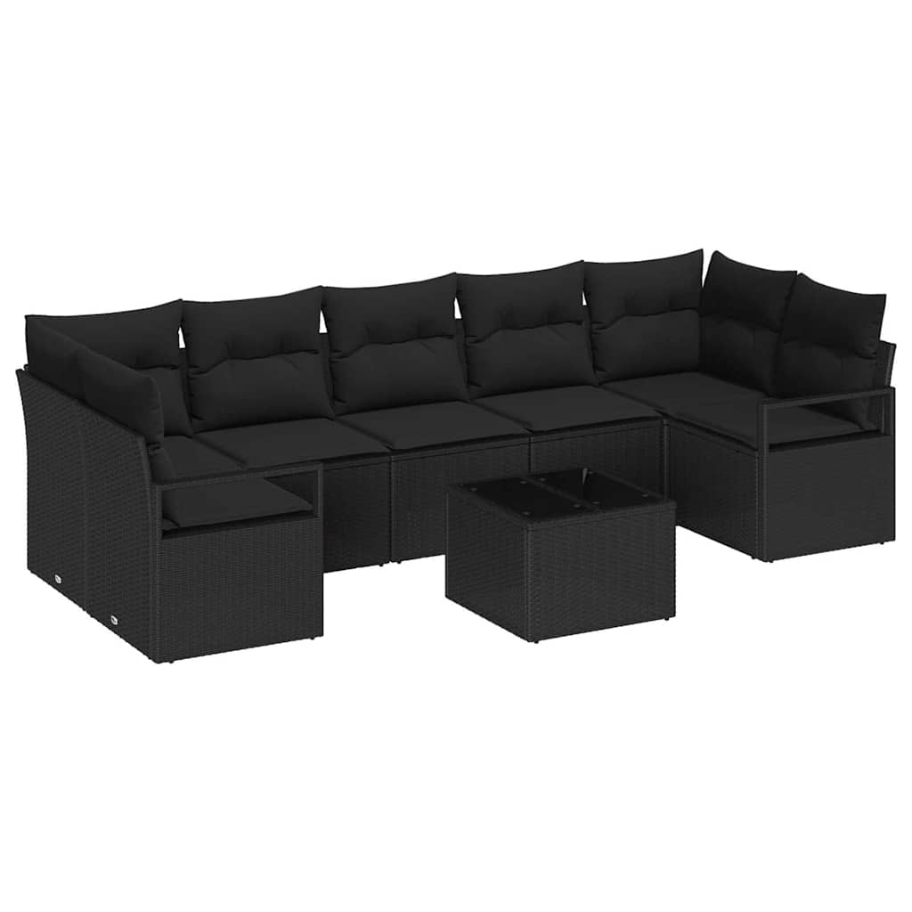 Bankstel 8 pcs Zwart poly rattan is nu te koop bij PeponiXL, paradijselijk wonen!