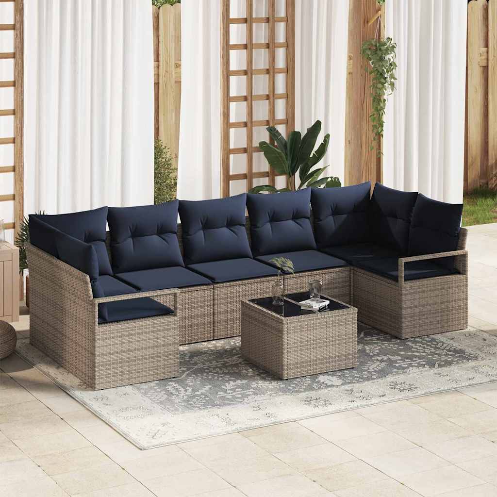Bankstel 8 pcs Grijs poly rattan is nu te koop bij PeponiXL, paradijselijk wonen!