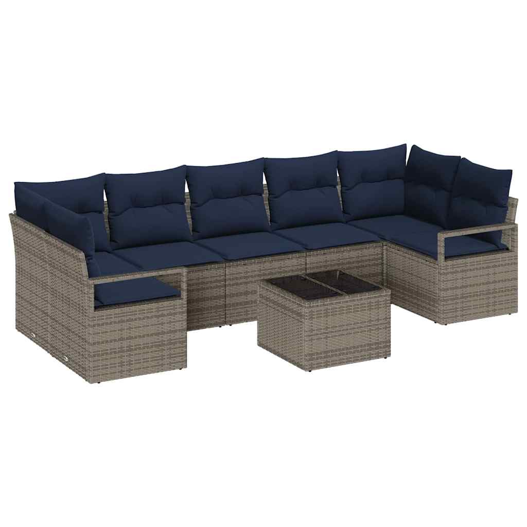 Bankstel 8 pcs Grijs poly rattan is nu te koop bij PeponiXL, paradijselijk wonen!