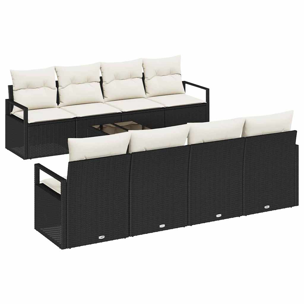 Bankstel met kussen 7 pcs Zwart en Crème poly rattan is nu te koop bij PeponiXL, paradijselijk wonen!