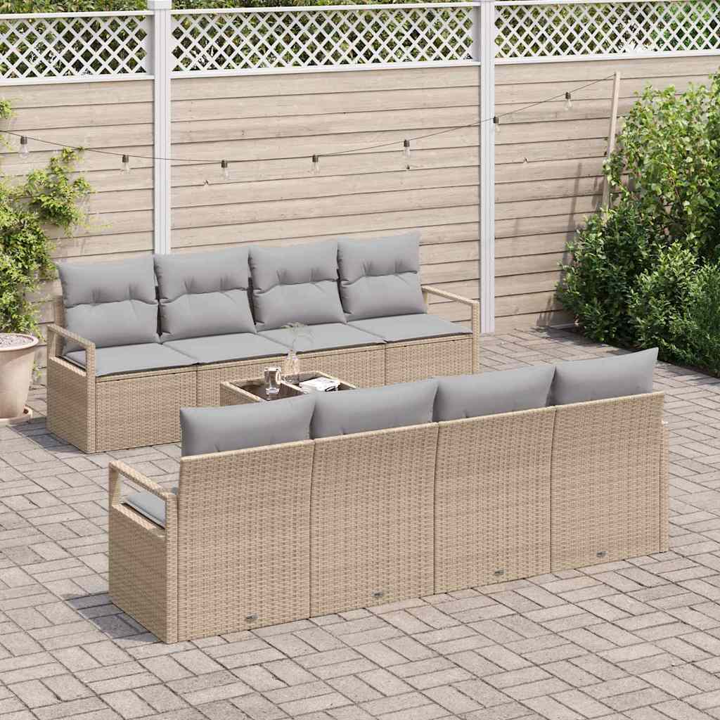 Bankstel met kussen 7 pcs Beige en Grijs poly rattan is nu te koop bij PeponiXL, paradijselijk wonen!