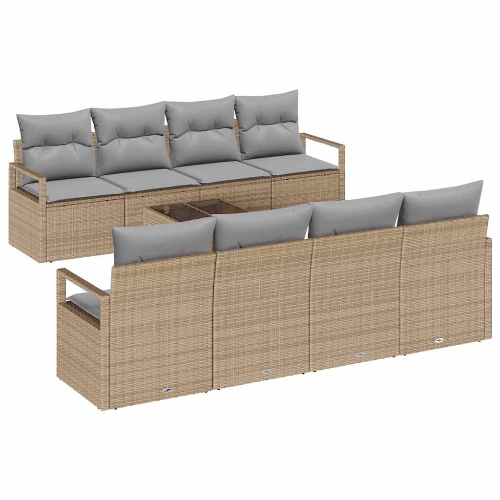 Bankstel met kussen 7 pcs Beige en Grijs poly rattan is nu te koop bij PeponiXL, paradijselijk wonen!