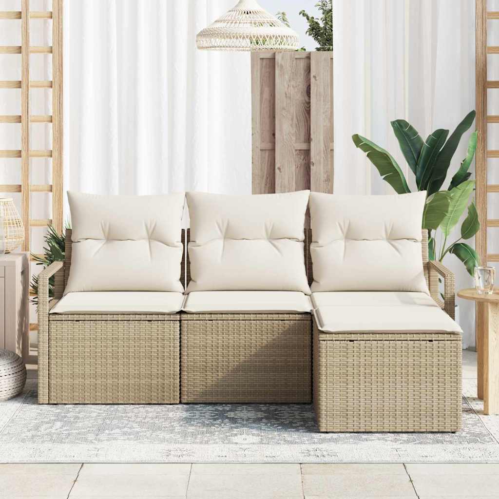 Bankstel 4 pcs Beige poly rattan is nu te koop bij PeponiXL, paradijselijk wonen!