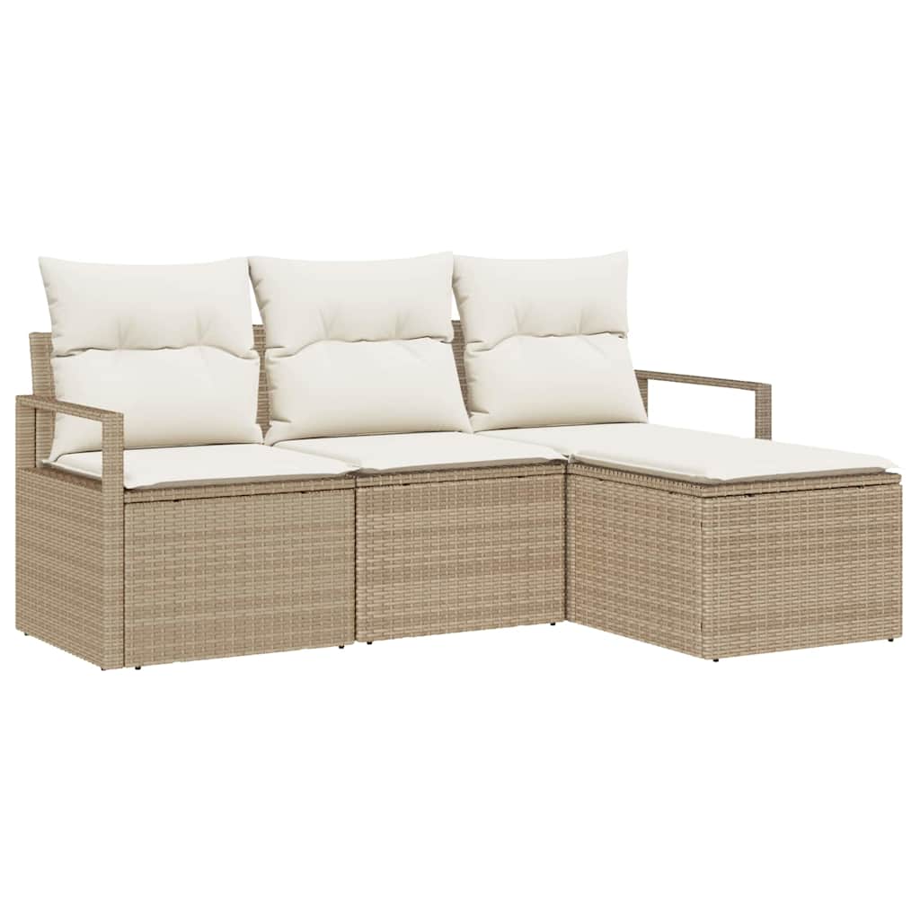 Bankstel 4 pcs Beige poly rattan is nu te koop bij PeponiXL, paradijselijk wonen!