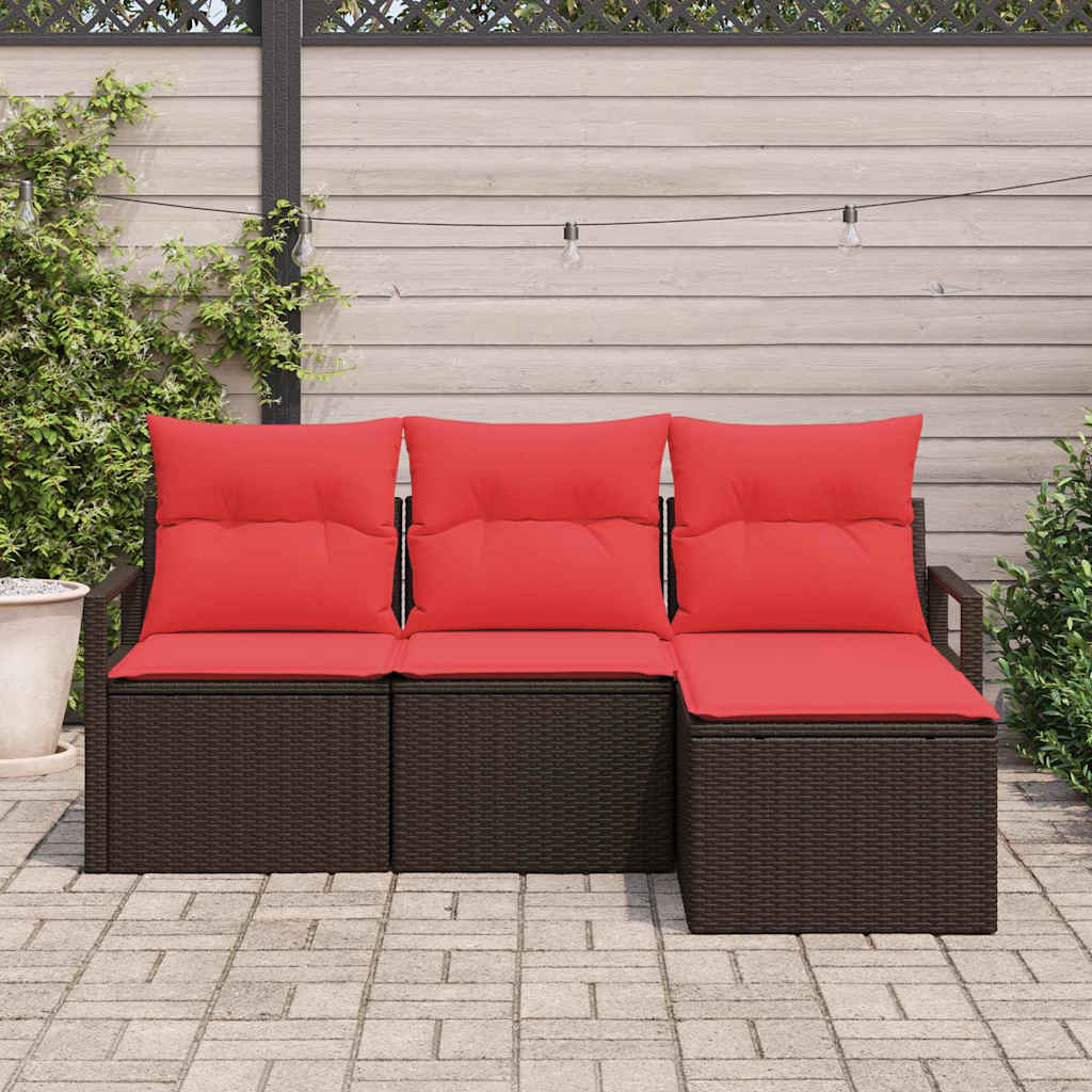 Bankstel 4 pcs Bruin poly rattan is nu te koop bij PeponiXL, paradijselijk wonen!