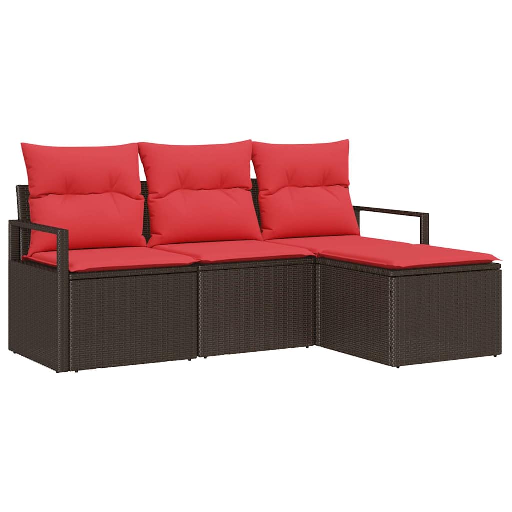 Bankstel 4 pcs Bruin poly rattan is nu te koop bij PeponiXL, paradijselijk wonen!