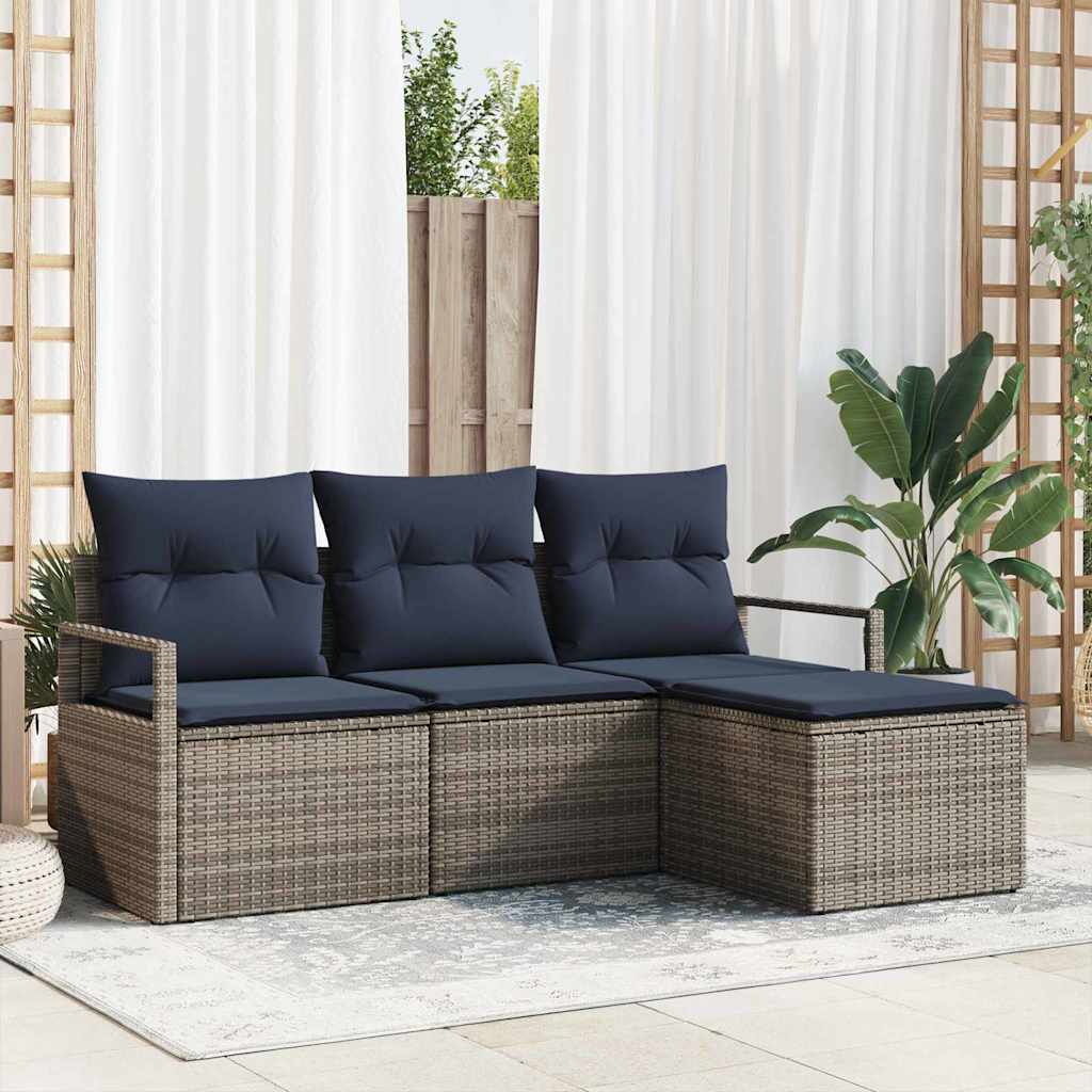 Bankstel 4 pcs Grijs poly rattan is nu te koop bij PeponiXL, paradijselijk wonen!