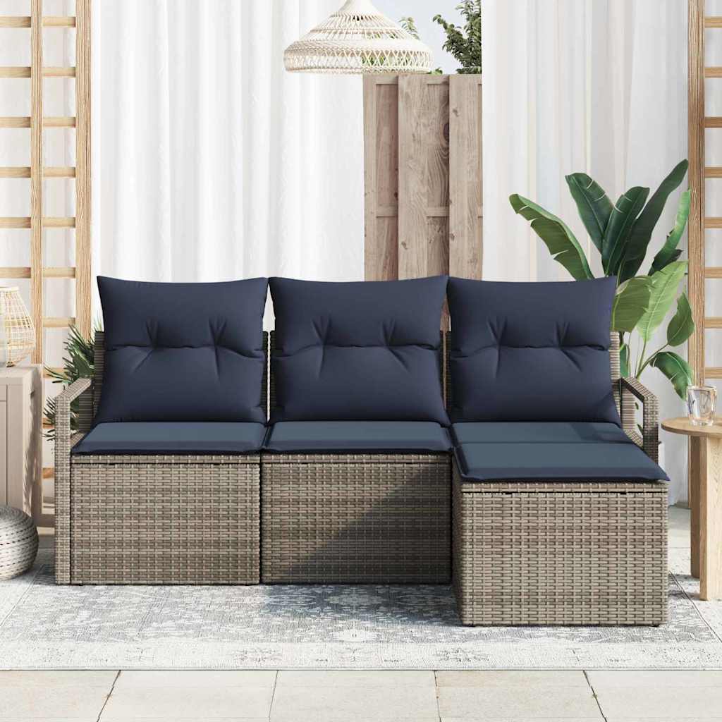 Bankstel 4 pcs Grijs poly rattan is nu te koop bij PeponiXL, paradijselijk wonen!