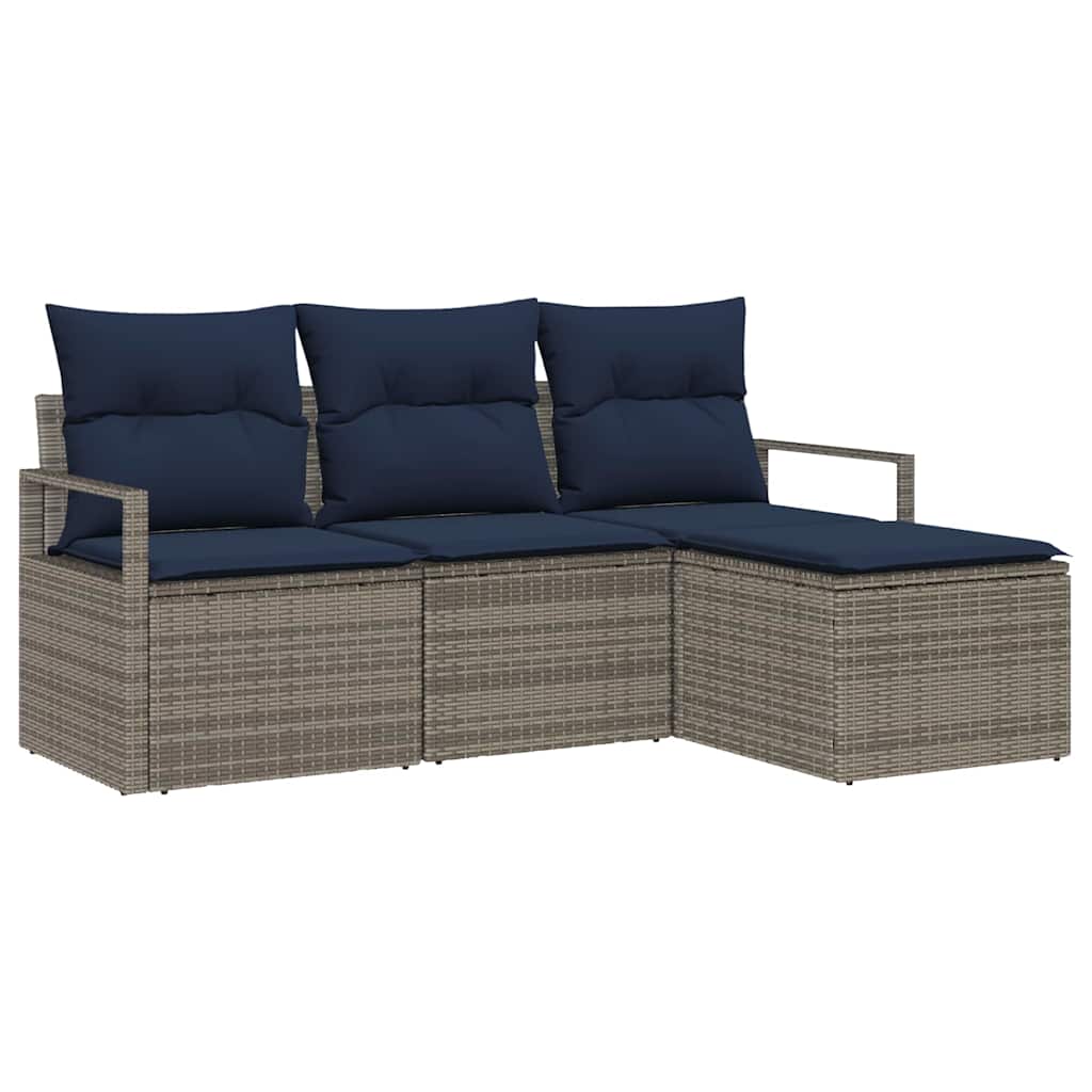 Bankstel 4 pcs Grijs poly rattan is nu te koop bij PeponiXL, paradijselijk wonen!
