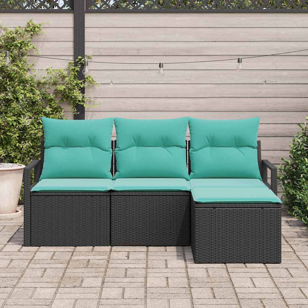 Bankstel 4 pcs Zwart poly rattan is nu te koop bij PeponiXL, paradijselijk wonen!