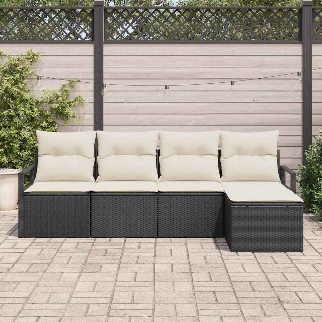 Bankstel 5 pcs Zwart poly rattan is nu te koop bij PeponiXL, paradijselijk wonen!