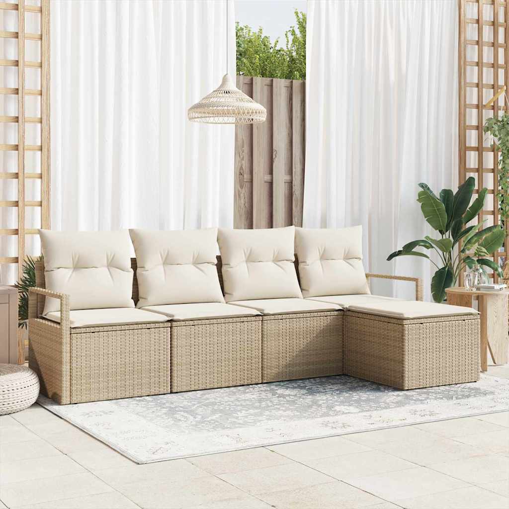 Bankstel 5 pcs Beige poly rattan