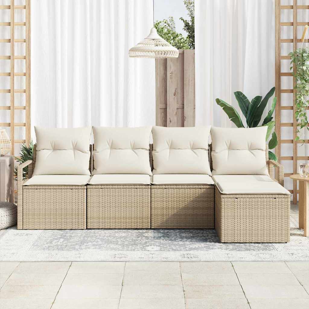 Bankstel 5 pcs Beige poly rattan
