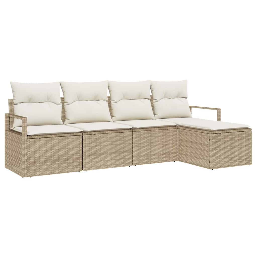 Bankstel 5 pcs Beige poly rattan