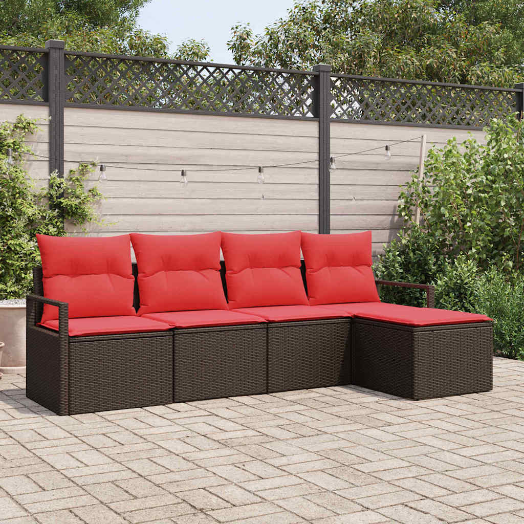 Bankstel met kussen 5 pcs Bruin poly rattan is nu te koop bij PeponiXL, paradijselijk wonen!
