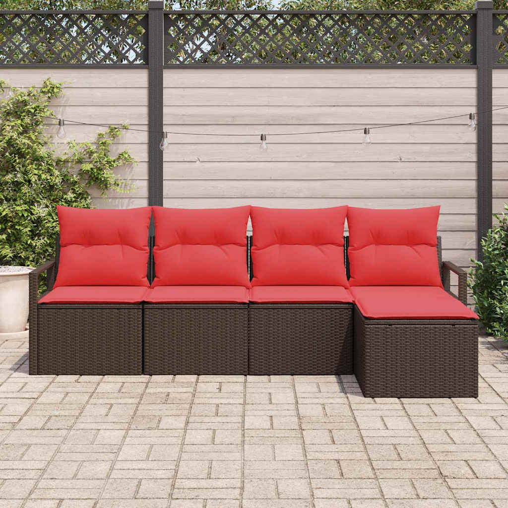 Bankstel met kussen 5 pcs Bruin poly rattan is nu te koop bij PeponiXL, paradijselijk wonen!