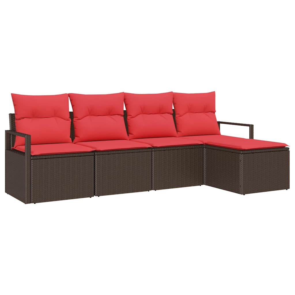 Bankstel met kussen 5 pcs Bruin poly rattan is nu te koop bij PeponiXL, paradijselijk wonen!