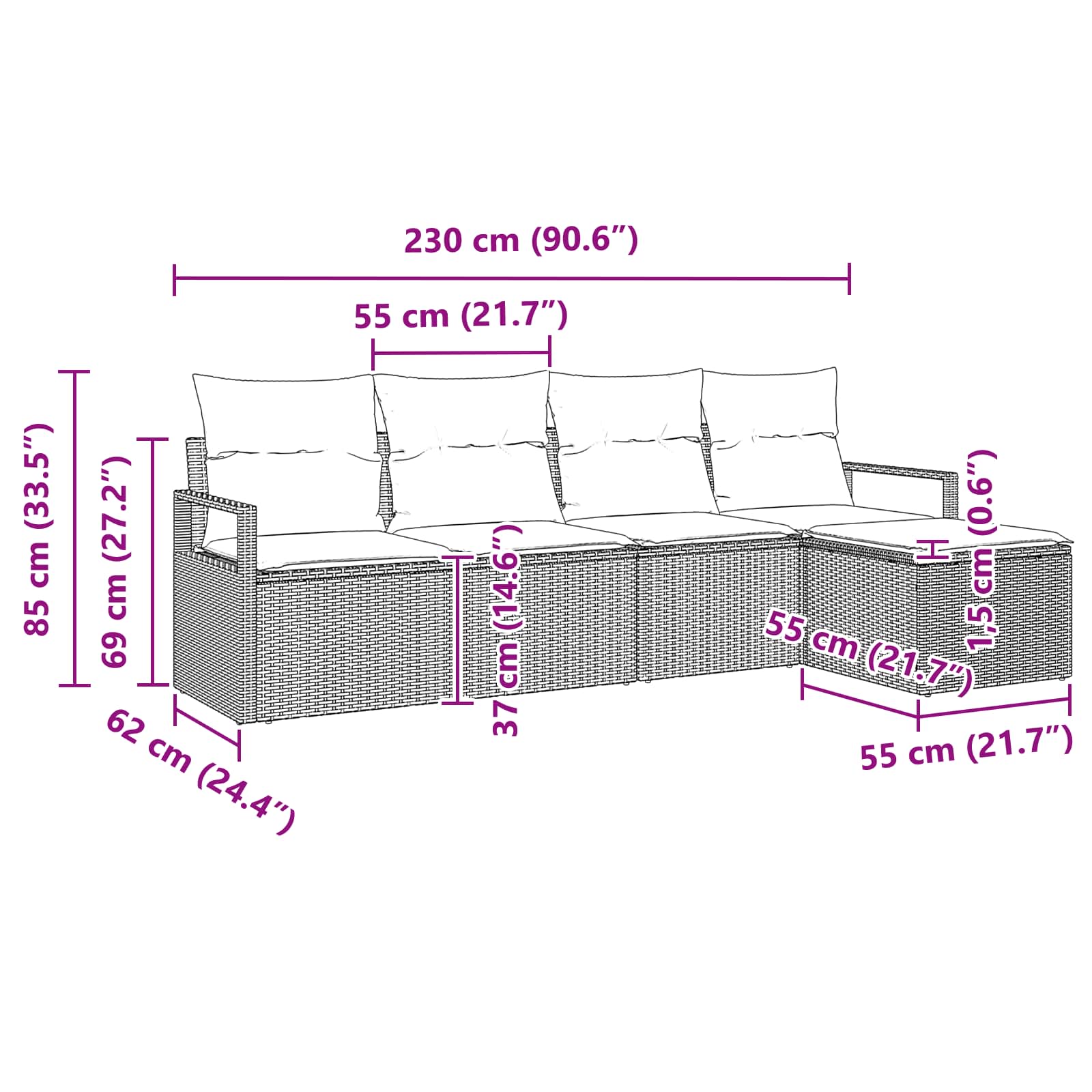 Bankstel met kussen 5 pcs Bruin poly rattan is nu te koop bij PeponiXL, paradijselijk wonen!