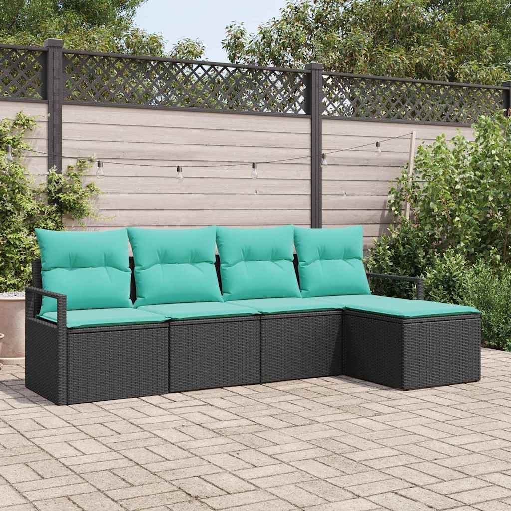 Bankstel 5 pcs Zwart poly rattan is nu te koop bij PeponiXL, paradijselijk wonen!