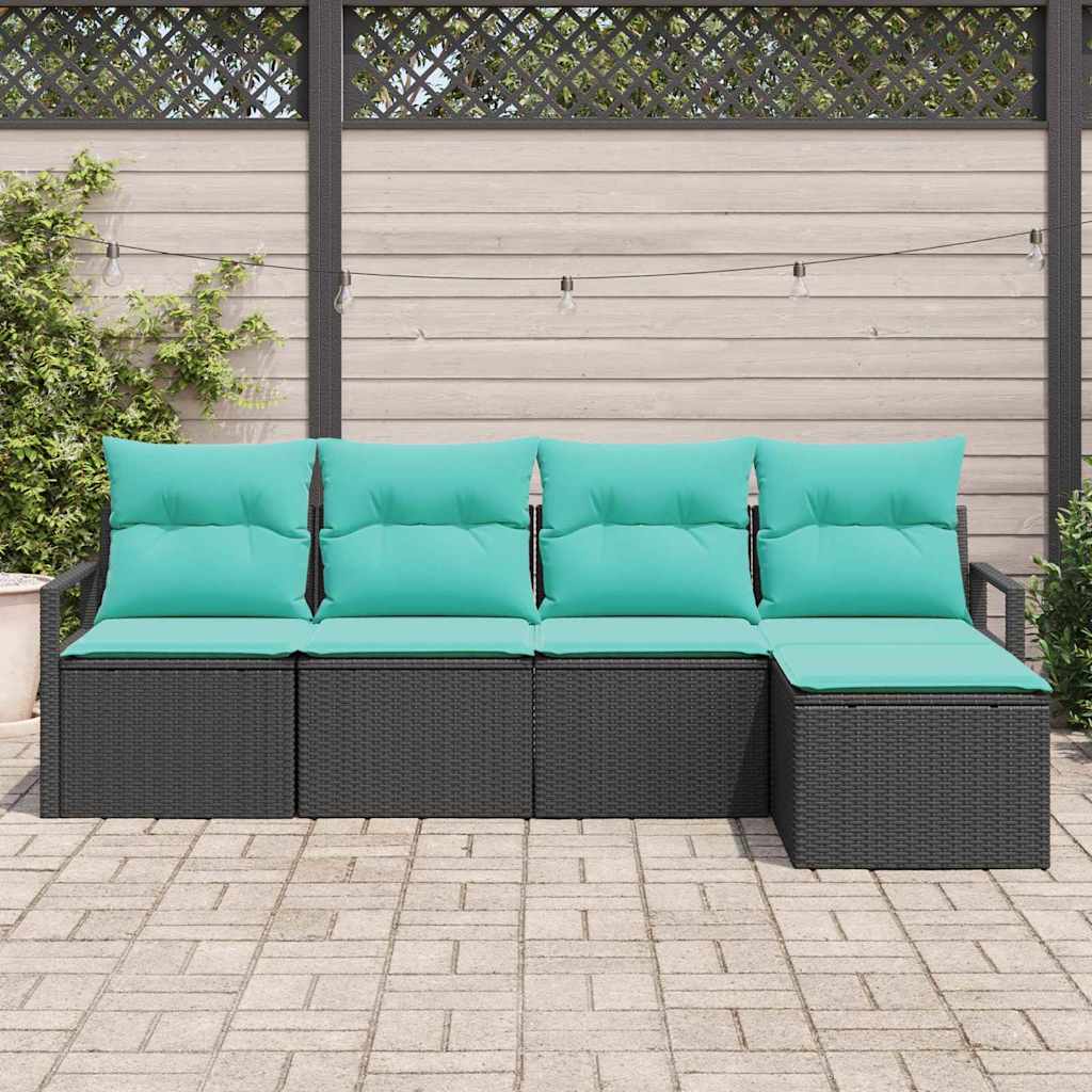 Bankstel 5 pcs Zwart poly rattan is nu te koop bij PeponiXL, paradijselijk wonen!