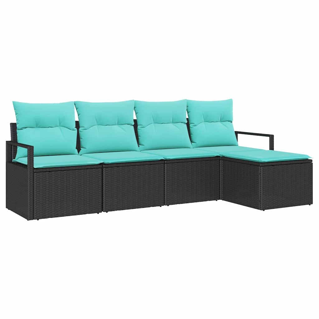 Bankstel 5 pcs Zwart poly rattan is nu te koop bij PeponiXL, paradijselijk wonen!