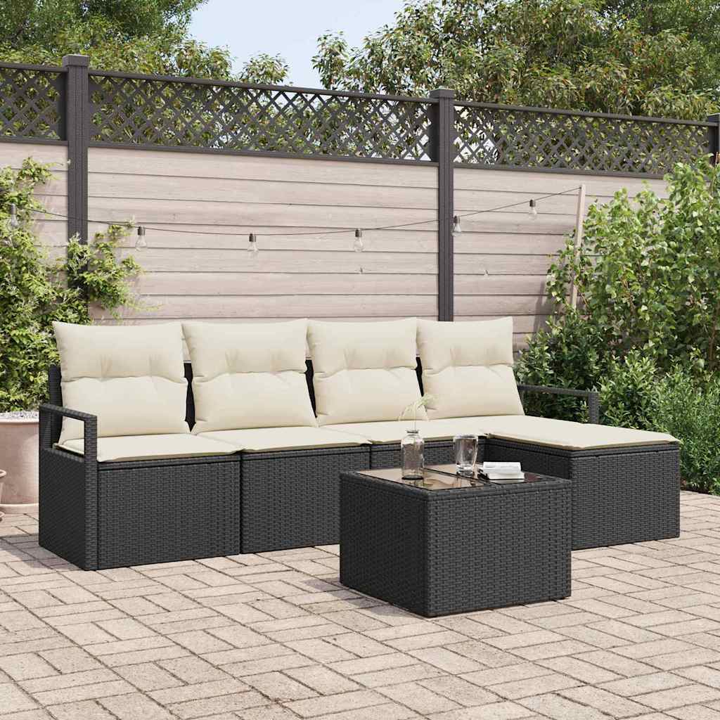 Bankstel met kussen 6 pcs Zwart poly rattan is nu te koop bij PeponiXL, paradijselijk wonen!
