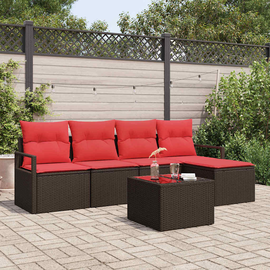 Bankstel met kussen 6 pcs Bruin poly rattan is nu te koop bij PeponiXL, paradijselijk wonen!