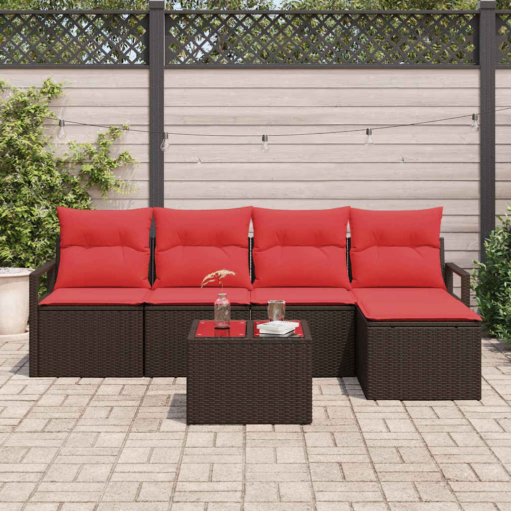 Bankstel met kussen 6 pcs Bruin poly rattan is nu te koop bij PeponiXL, paradijselijk wonen!