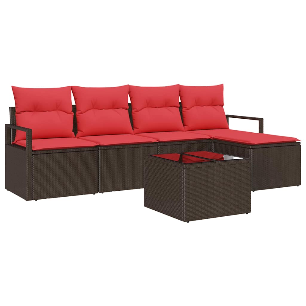 Bankstel met kussen 6 pcs Bruin poly rattan is nu te koop bij PeponiXL, paradijselijk wonen!