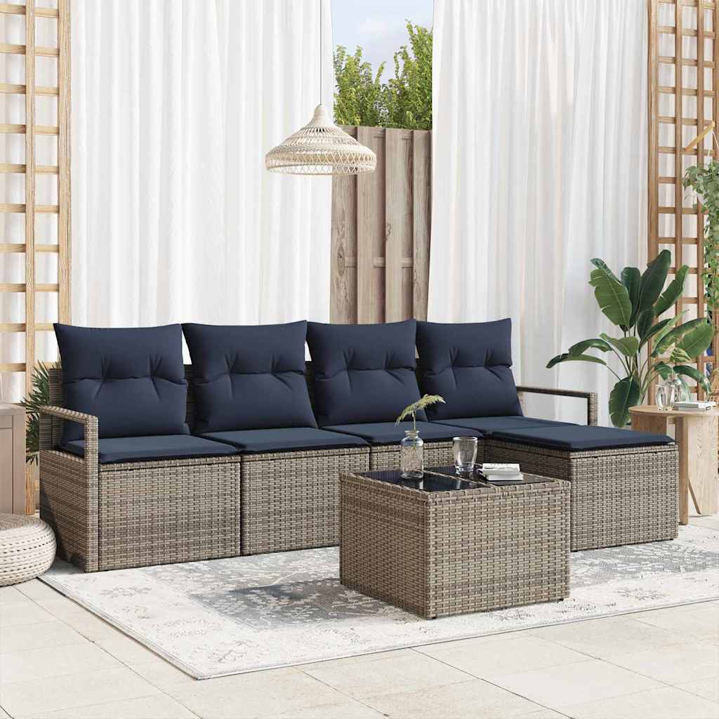 Bankstel met kussen 6 pcs Grijs poly rattan is nu te koop bij PeponiXL, paradijselijk wonen!