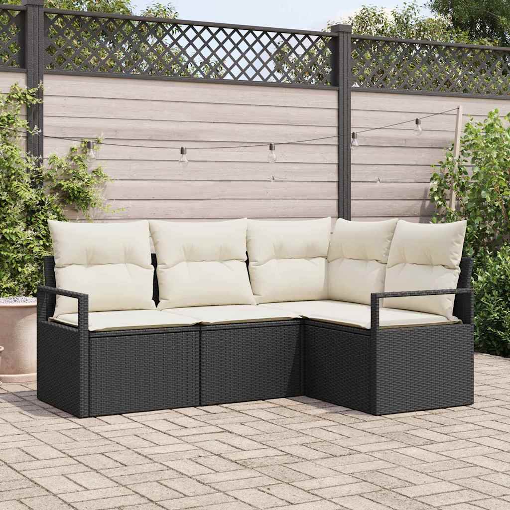 Bankstel 4 pcs Zwart poly rattan is nu te koop bij PeponiXL, paradijselijk wonen!