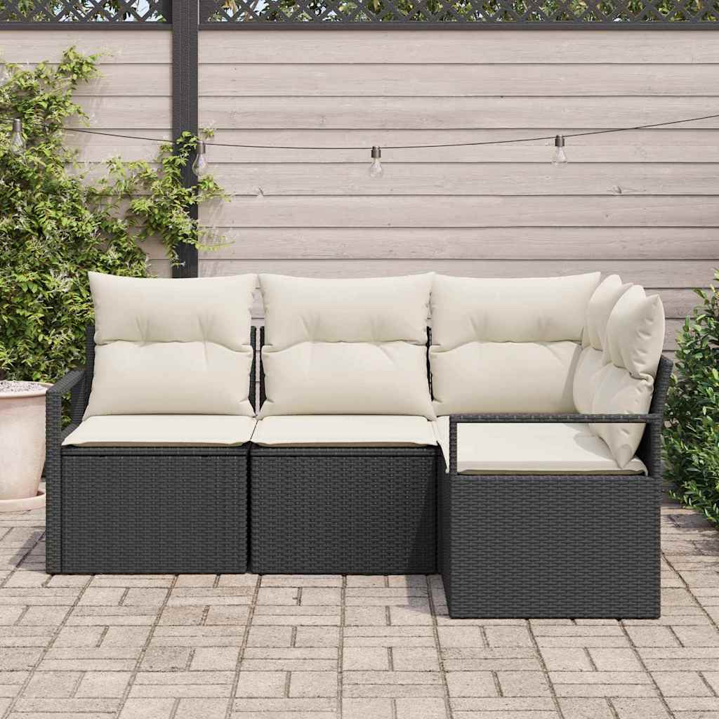 Bankstel 4 pcs Zwart poly rattan is nu te koop bij PeponiXL, paradijselijk wonen!