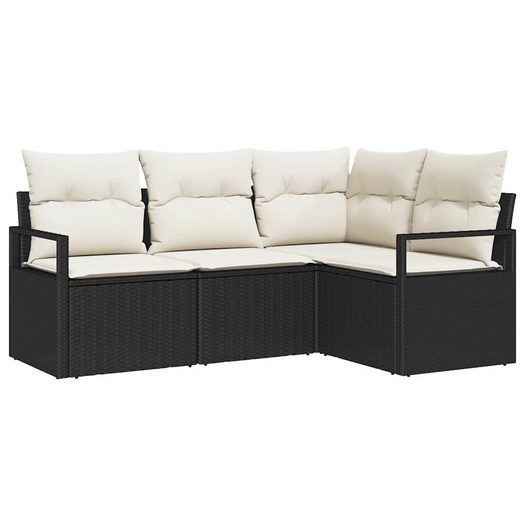 Bankstel 4 pcs Zwart poly rattan is nu te koop bij PeponiXL, paradijselijk wonen!