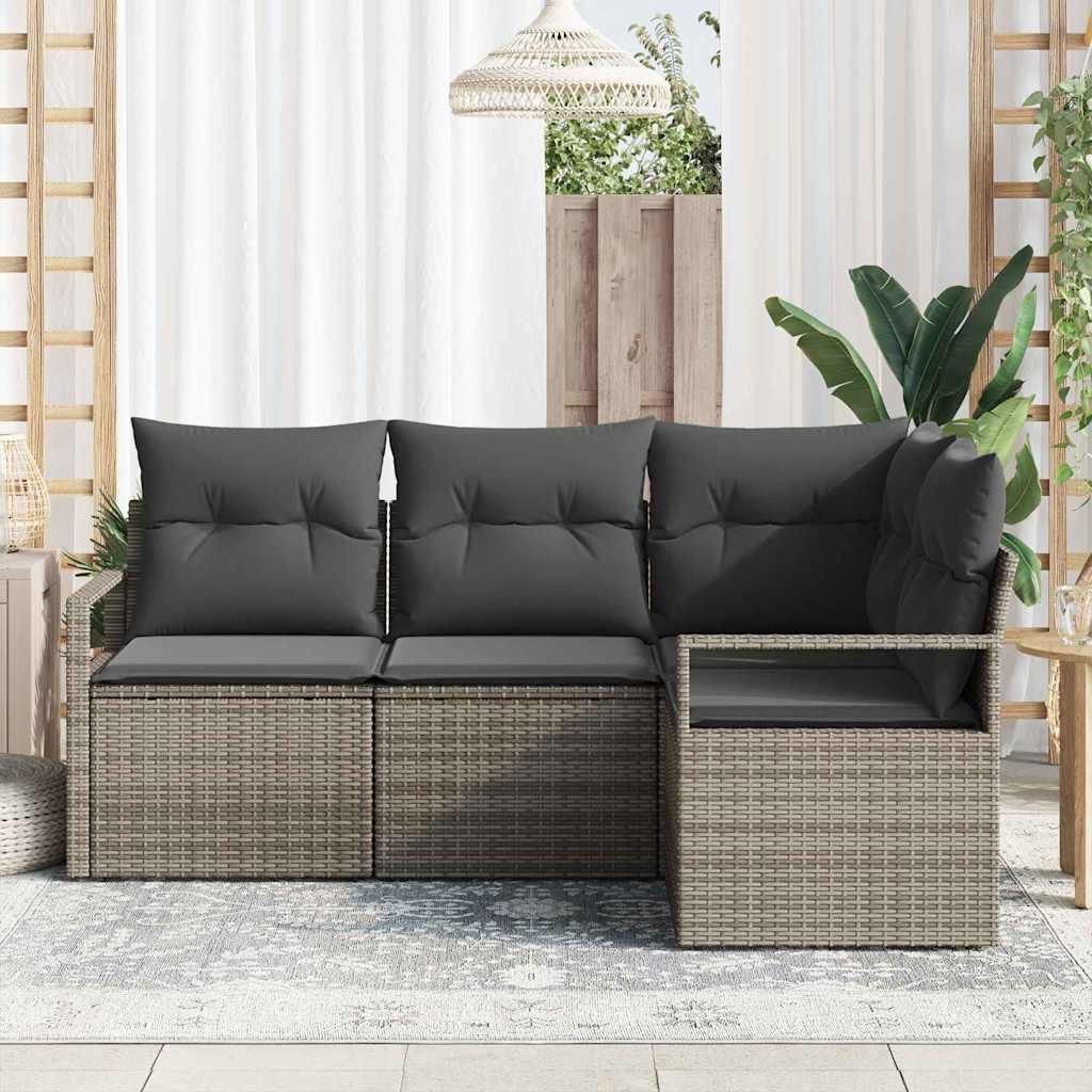 Bankstel 4 pcs Grijs poly rattan is nu te koop bij PeponiXL, paradijselijk wonen!