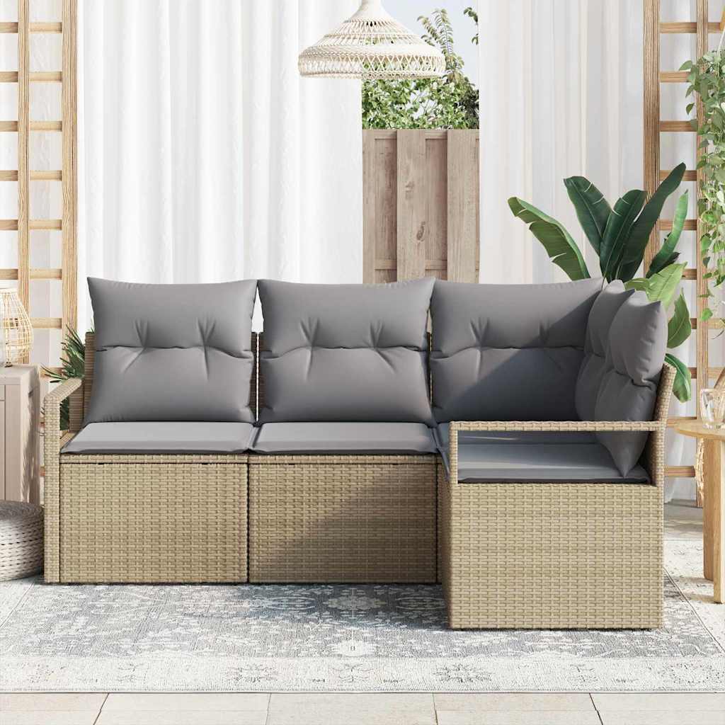 Bankstel 4 pcs Beige poly rattan is nu te koop bij PeponiXL, paradijselijk wonen!