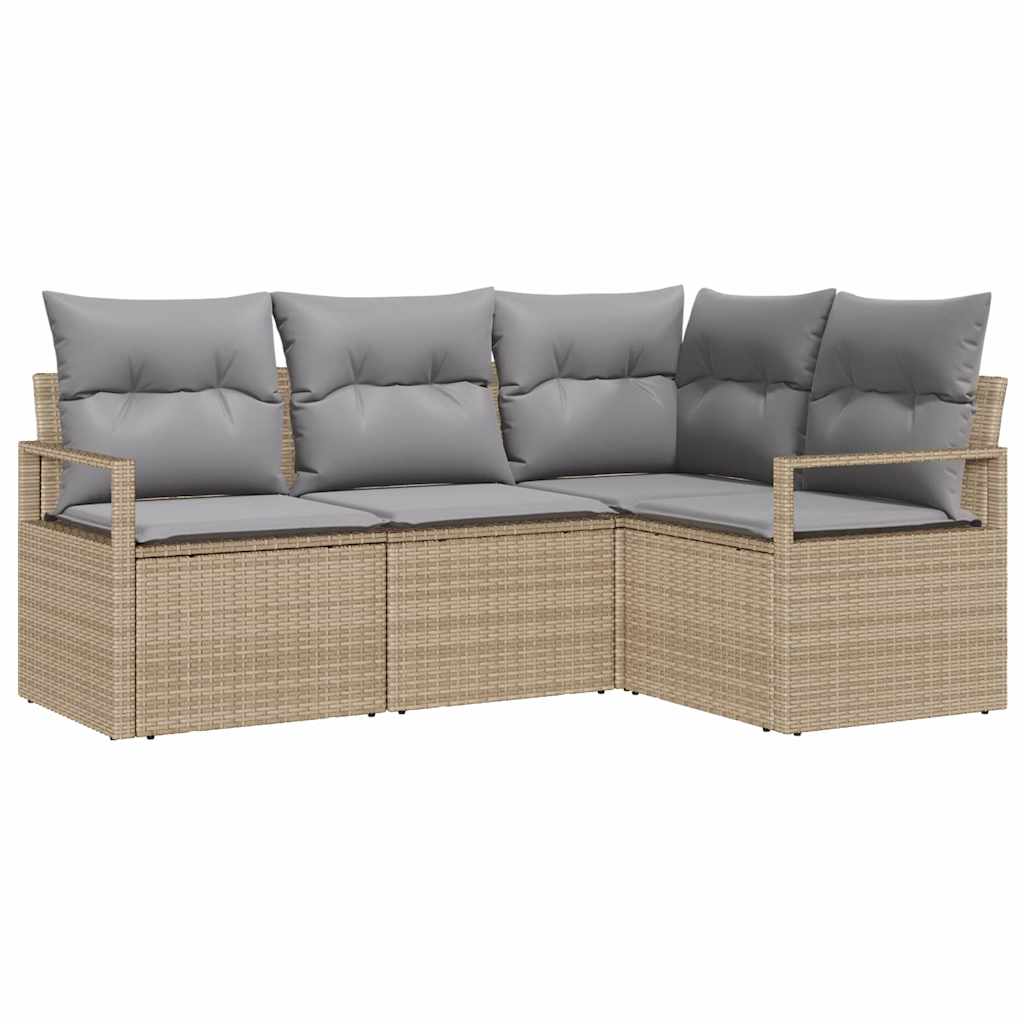 Bankstel 4 pcs Beige poly rattan is nu te koop bij PeponiXL, paradijselijk wonen!