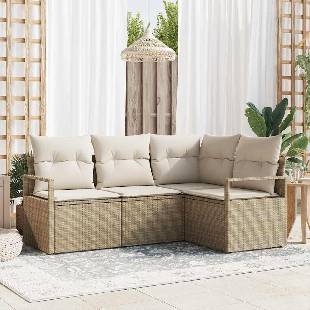 Bankstel 4 pcs Beige poly rattan is nu te koop bij PeponiXL, paradijselijk wonen!