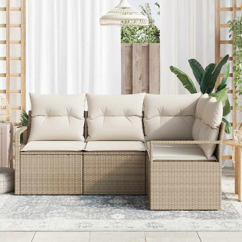 Bankstel 4 pcs Beige poly rattan is nu te koop bij PeponiXL, paradijselijk wonen!
