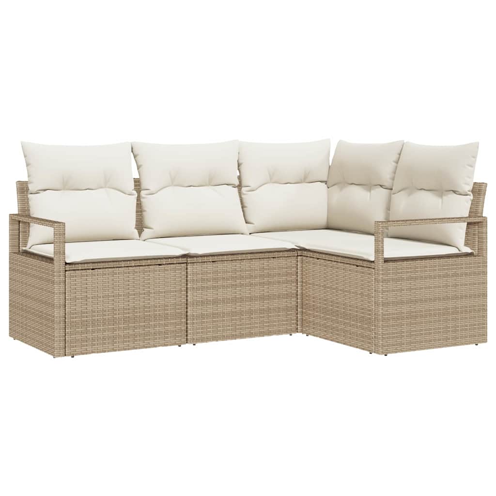 Bankstel 4 pcs Beige poly rattan is nu te koop bij PeponiXL, paradijselijk wonen!