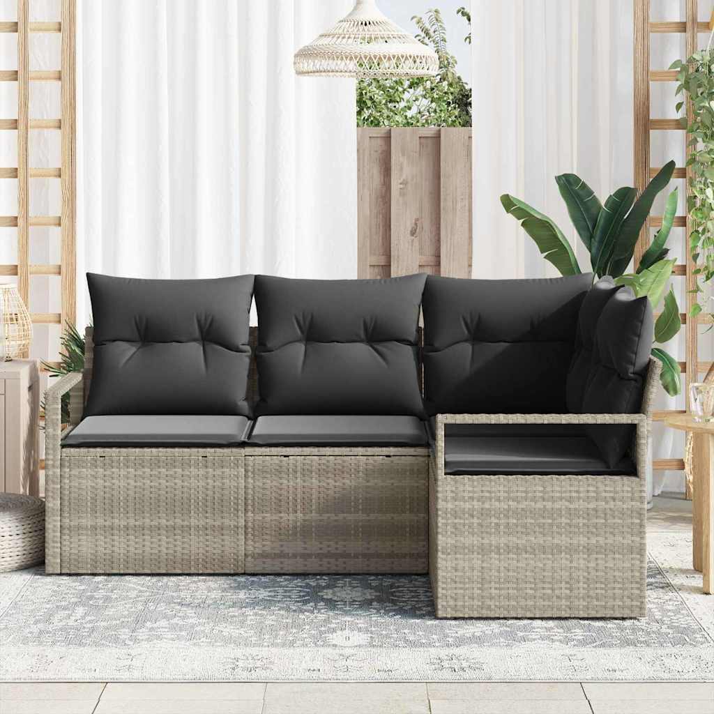 Bankstel 4 pcs Lichtgrijs poly rattan is nu te koop bij PeponiXL, paradijselijk wonen!