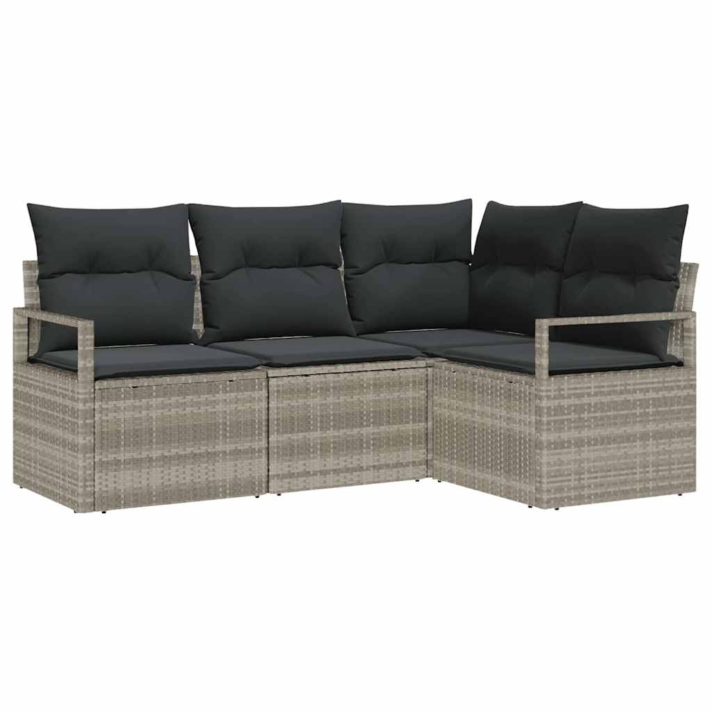Bankstel 4 pcs Lichtgrijs poly rattan is nu te koop bij PeponiXL, paradijselijk wonen!