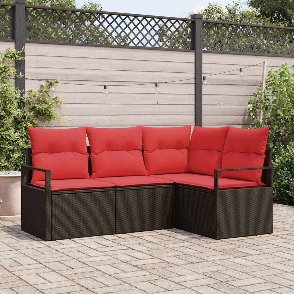 Bankstel 4 pcs Bruin poly rattan is nu te koop bij PeponiXL, paradijselijk wonen!