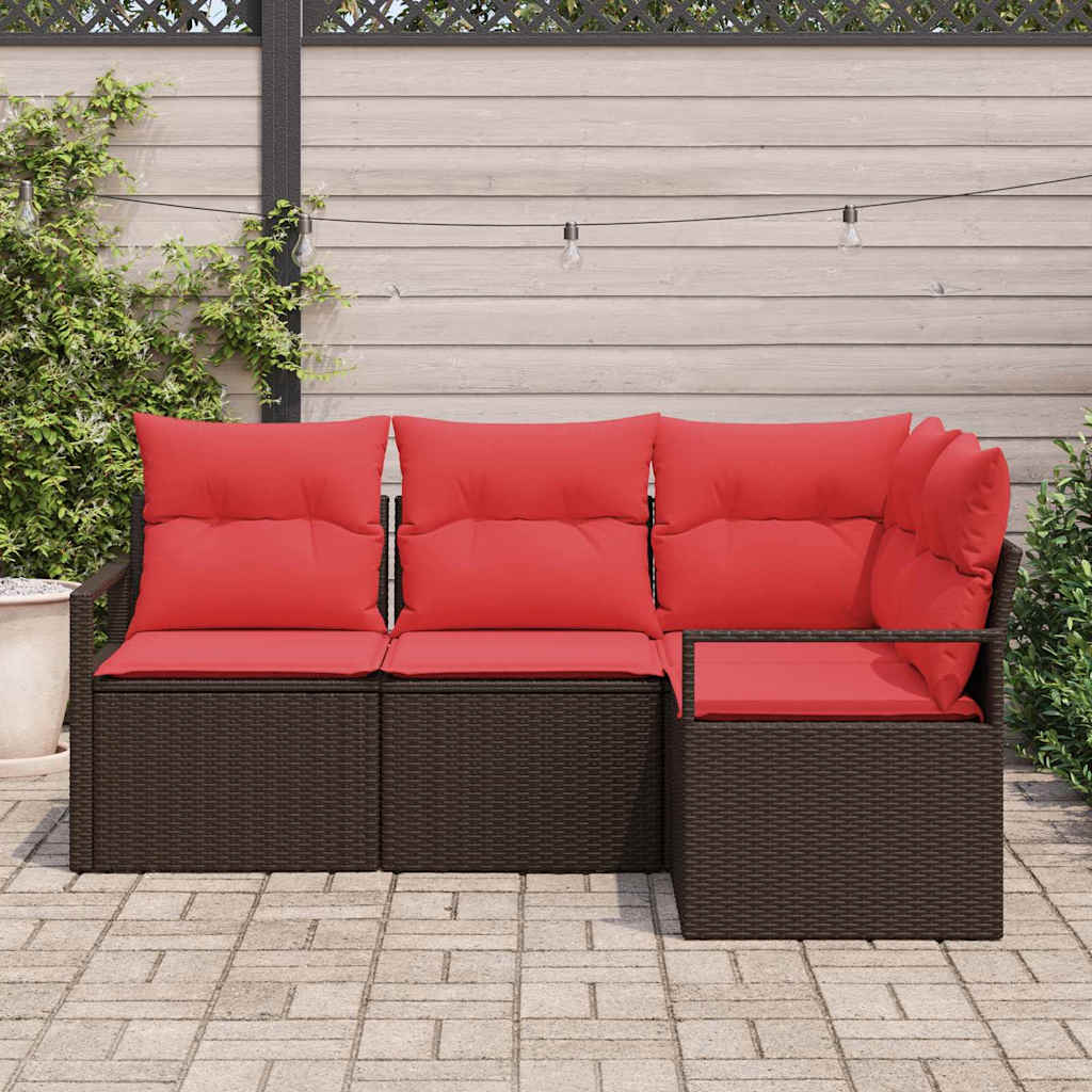 Bankstel 4 pcs Bruin poly rattan is nu te koop bij PeponiXL, paradijselijk wonen!
